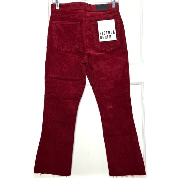 NWT PISTOLA 90s Cranberry Corduroy High Rise Raw Hem Cropped Boot Flare Jean 27 - Picture 4 of 9